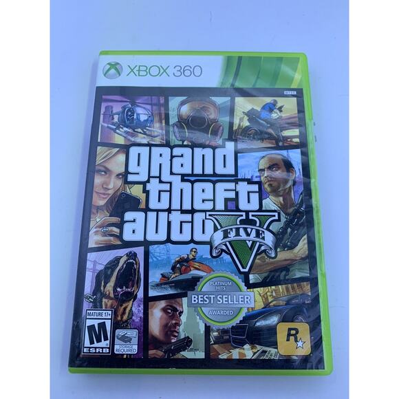 Grand Theft Auto V GTA 5 (Microsoft Xbox 360, 2013) w/ map Tested Both Discs - Picture 1 of 4
